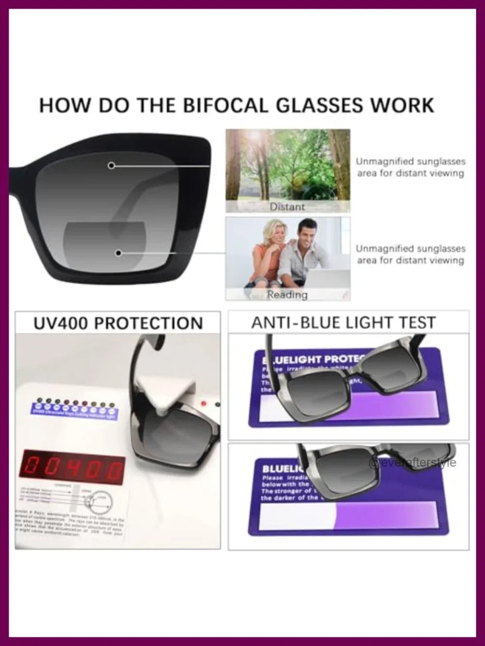4 Pack Bifocal Reading Sunglasses Oversized Square UV400 1.0-4.0 Women